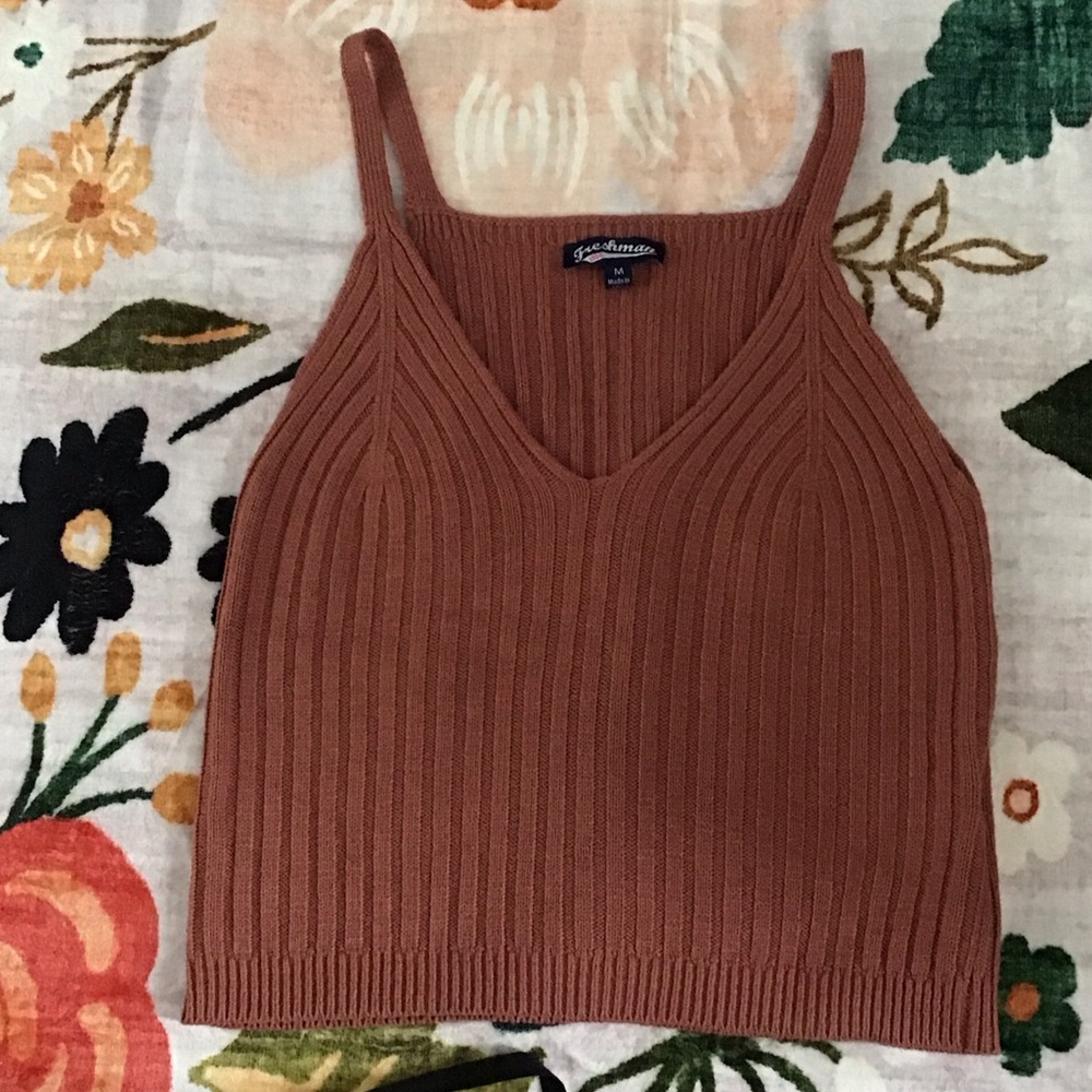 Fashionista Brown Ribbed Camisole